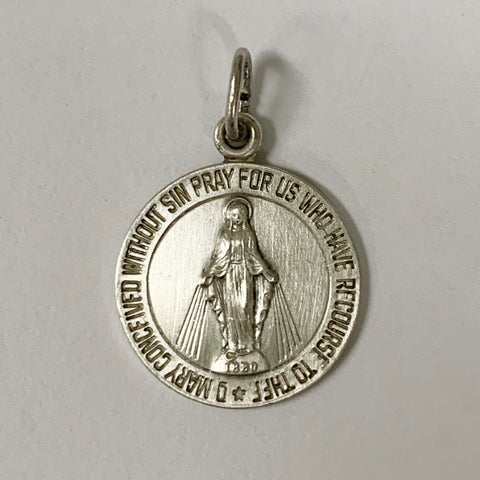 Sterling Silver Antiqued Medium Miraculous Medal