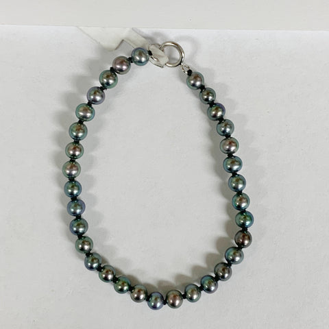 14k Freshwater Black Pearl Bracelet