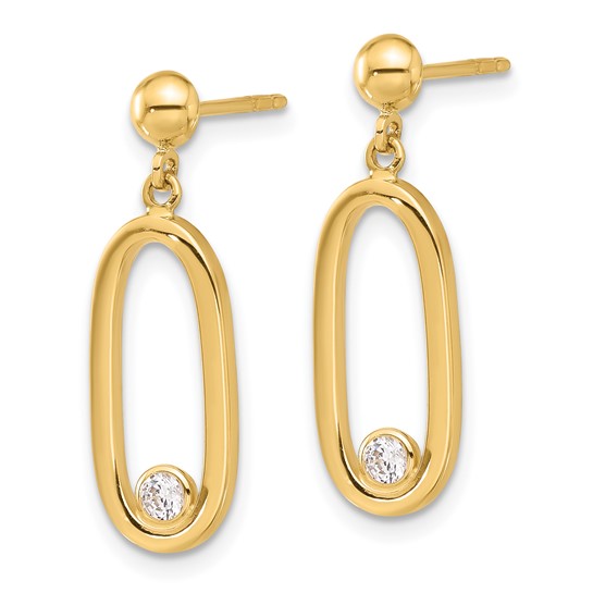 14k Cubic Zirconia Post Dangle Earrings