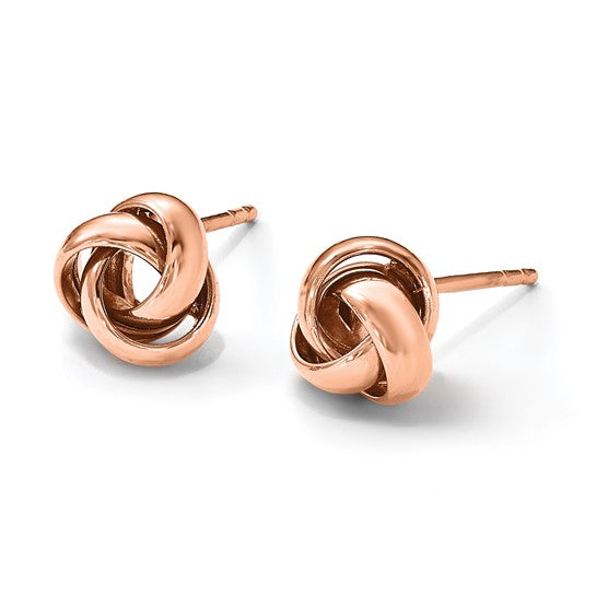 14k Rose Gold Love Knot Polished Post Earrings