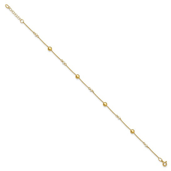 Leslie's Polished Bead and Pearl Anklet