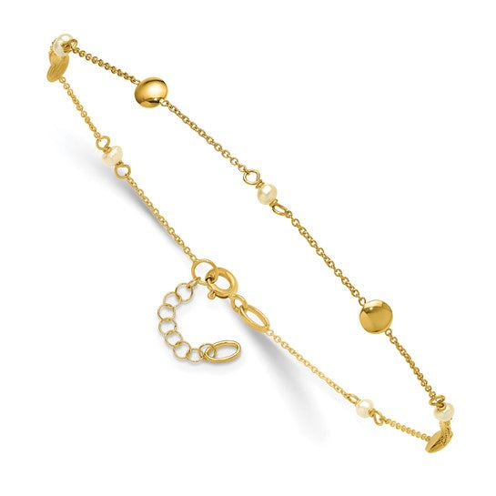 Leslie's Polished Bead and Pearl Anklet