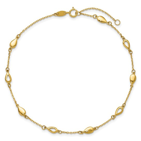 Leslie's Polished Teardrop Station Anklet