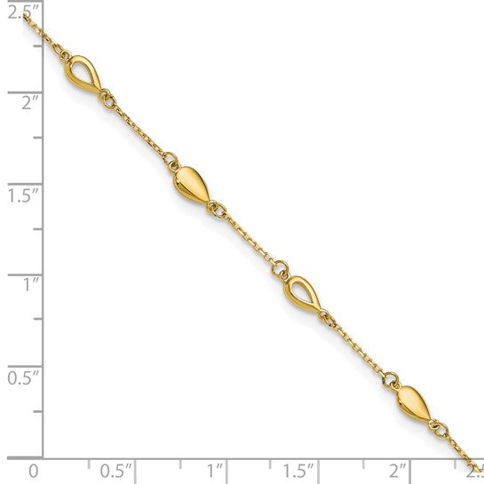 Leslie's Polished Teardrop Station Anklet