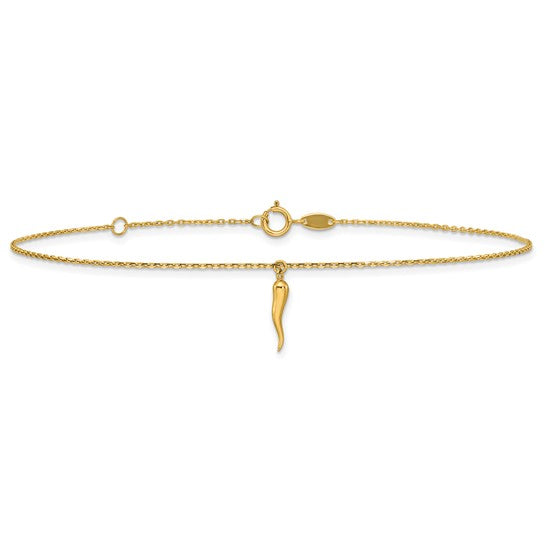14K Italian Horn Charm Anklet