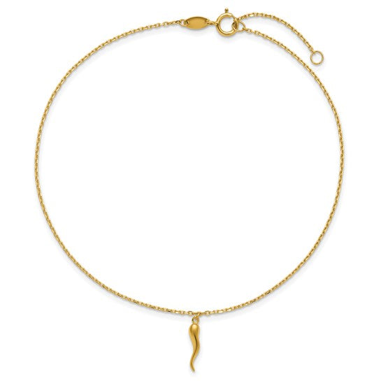14K Italian Horn Charm Anklet