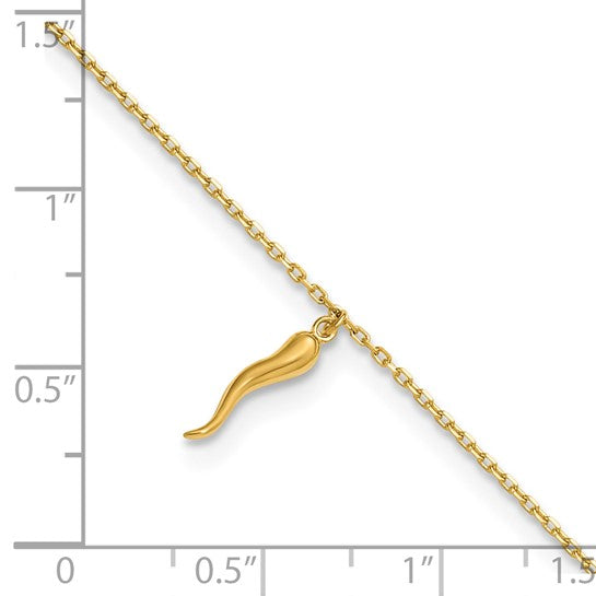 14K Italian Horn Charm Anklet