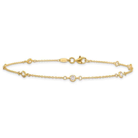 Leslie's 14K CZ Station Anklet