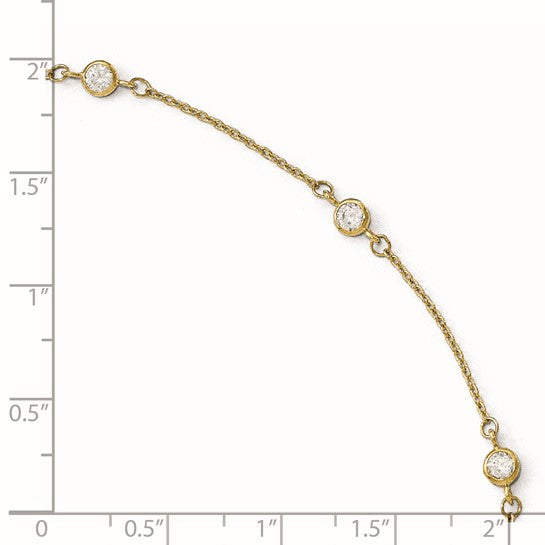 Leslie's 14K CZ Station Anklet
