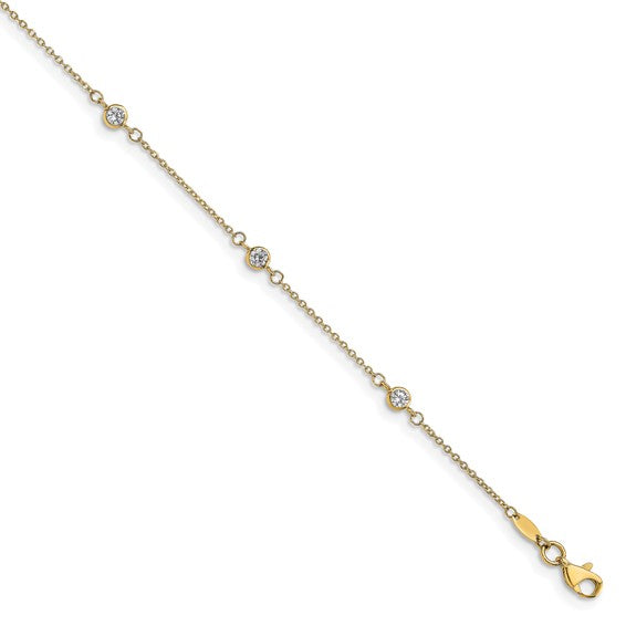 Leslie's 14K CZ Station Anklet
