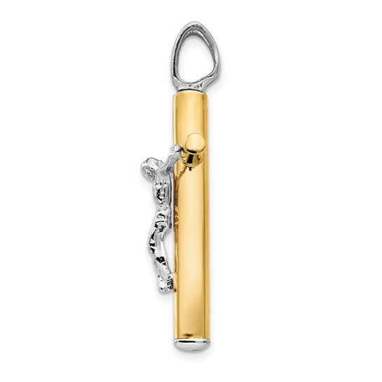 14k Two-Tone Gold Polished Crucifix