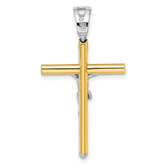 14k Two-Tone Gold Polished Crucifix
