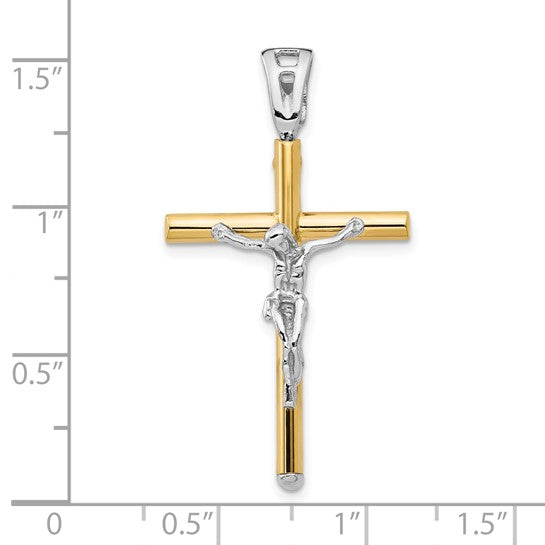 14k Two-Tone Gold Polished Crucifix