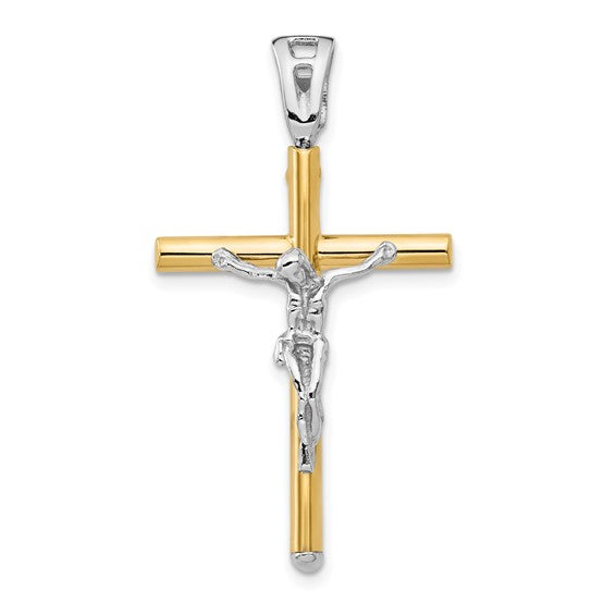 14k Two-Tone Gold Polished Crucifix