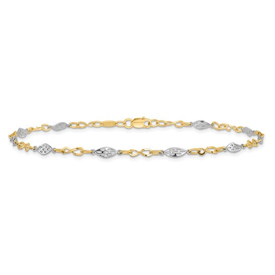 Leslie's 14K Two-Tone Fancy Link Anklet