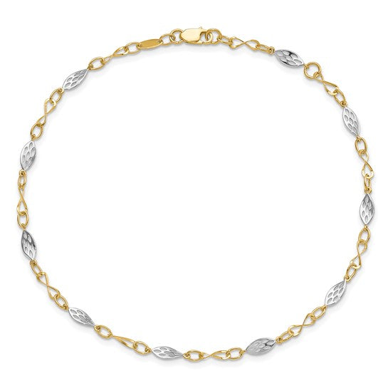 Leslie's 14K Two-Tone Fancy Link Anklet
