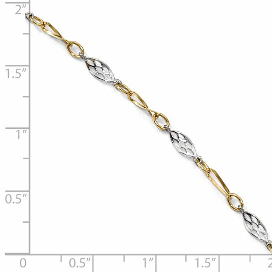 Leslie's 14K Two-Tone Fancy Link Anklet