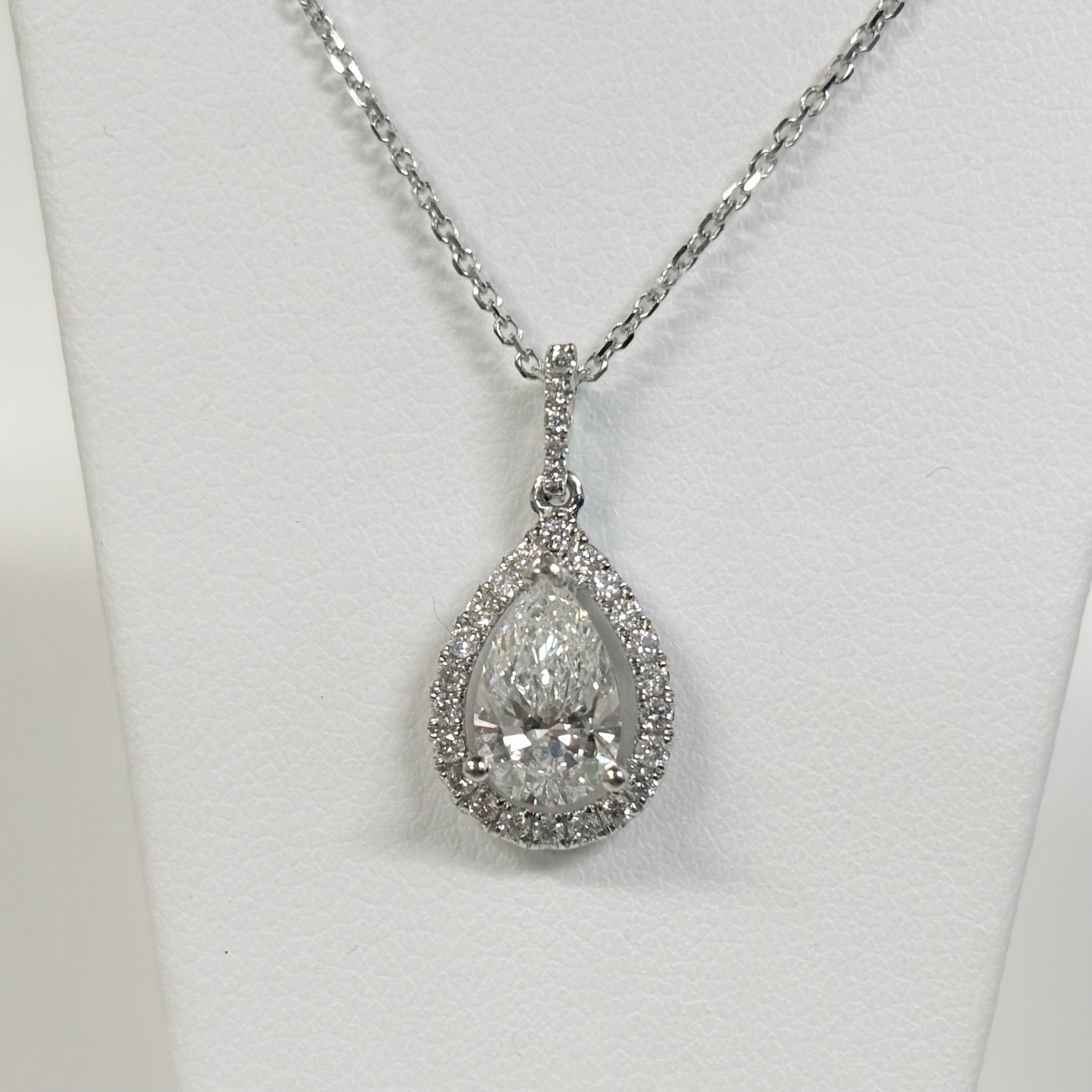 18" 14K Pear-Cut Diamond Fashion Pendant