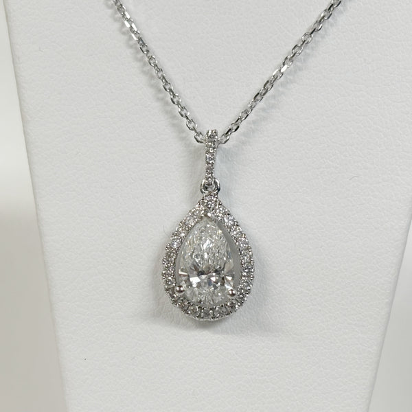 18" 14K Pear-Cut Diamond Fashion Pendant