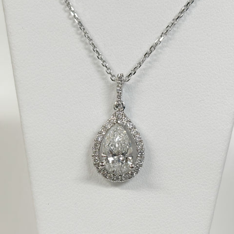 18" 14K Pear-Cut Diamond Fashion Pendant
