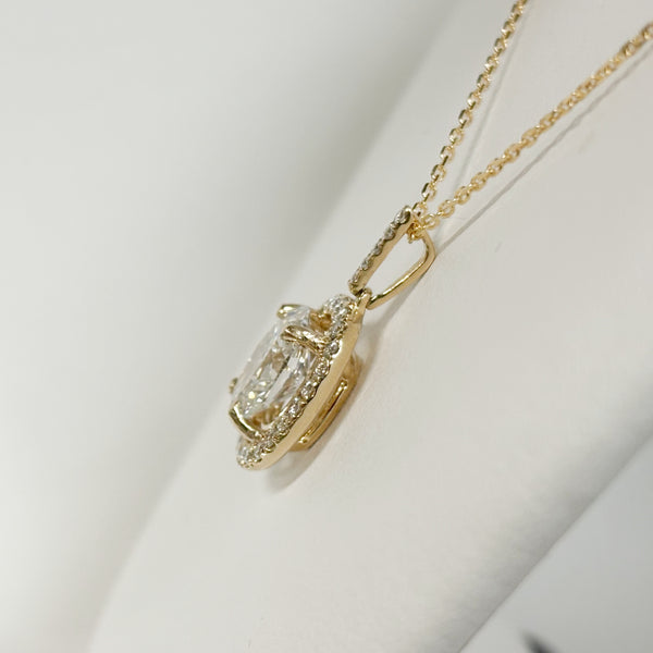 18" 1.88TW 14K Oval Diamond Halo Pendant