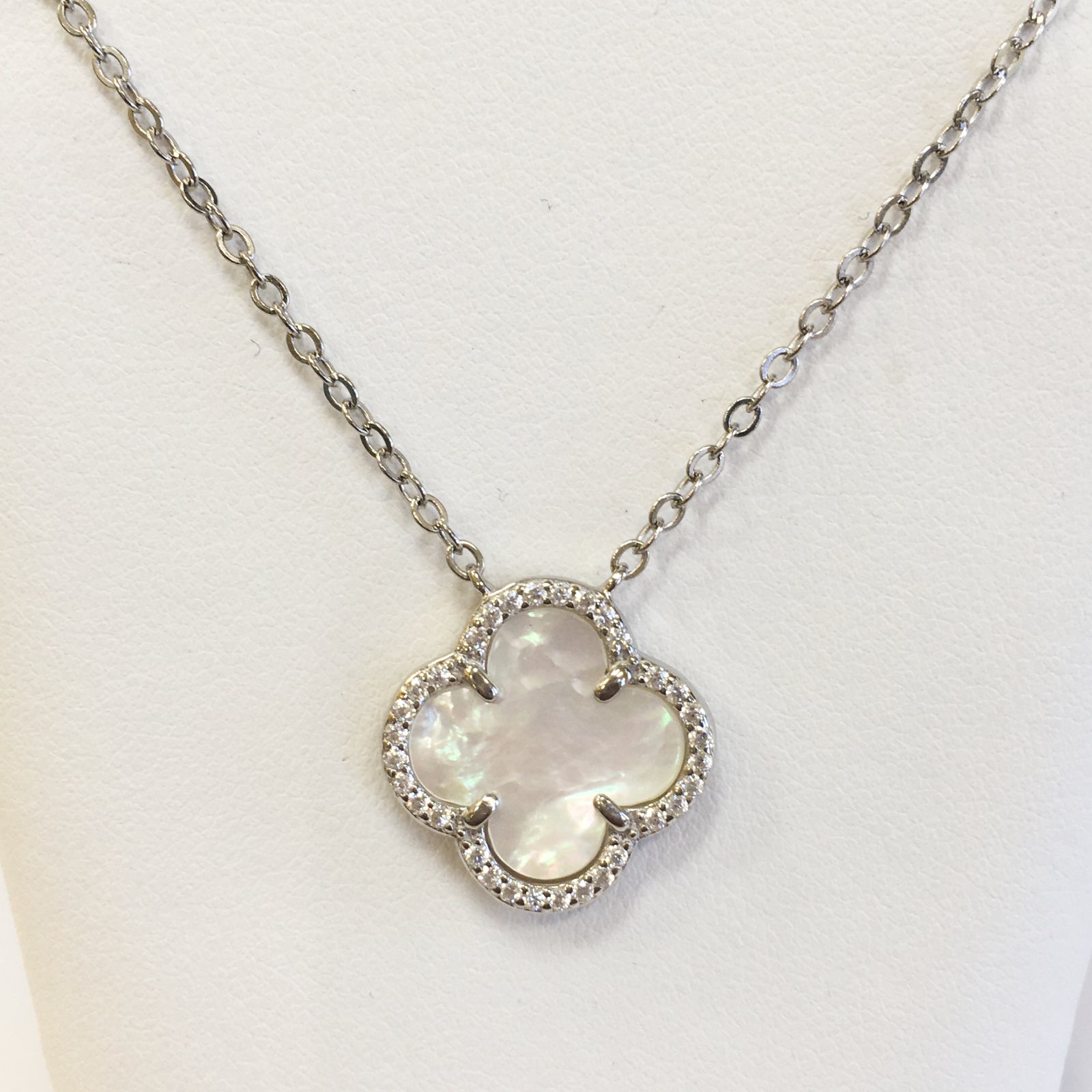 Sterling Silver Mother of Pearl Clover Necklace