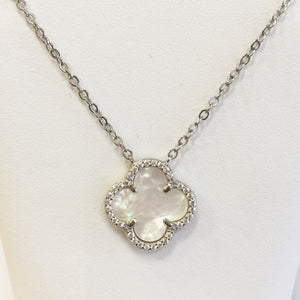 Sterling Silver Mother of Pearl Clover Necklace