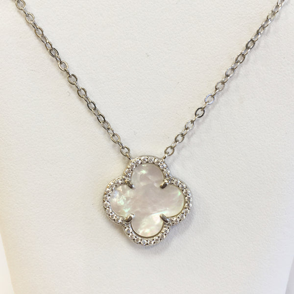 Sterling Silver Mother of Pearl Clover Necklace