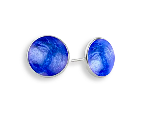 Sterling Silver 5MM Blue Enamel Stud Earrings