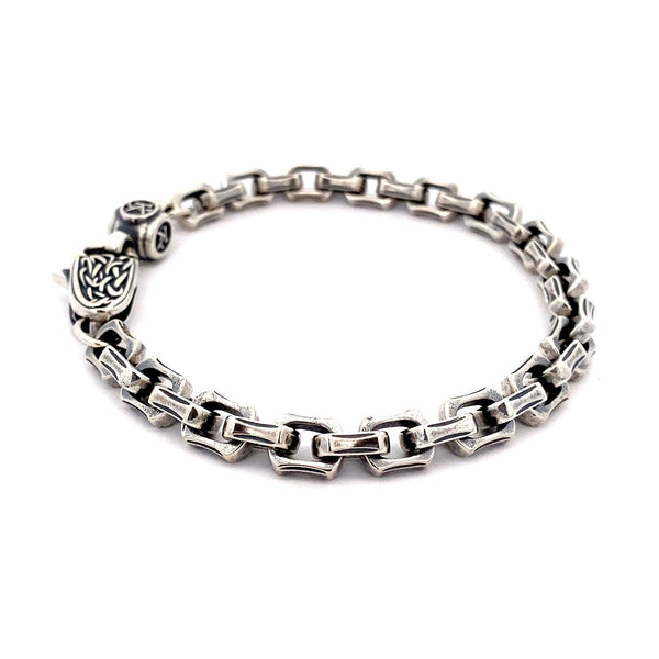 8.5" Oxidized Silver Medium Link Barrel End Bracelet