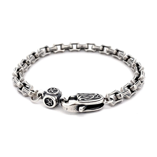 8.5" Oxidized Silver Medium Link Barrel End Bracelet