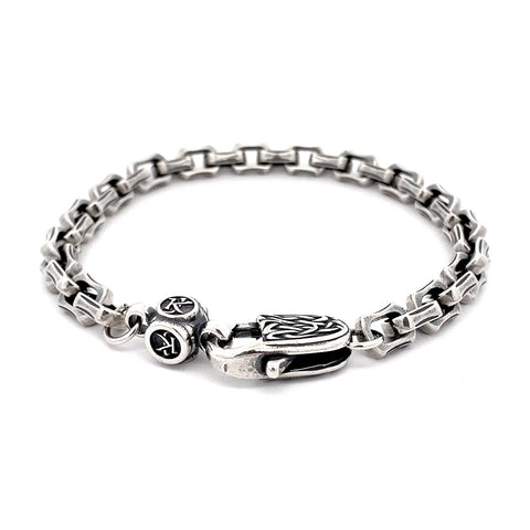 8.5" Oxidized Silver Medium Link Barrel End Bracelet