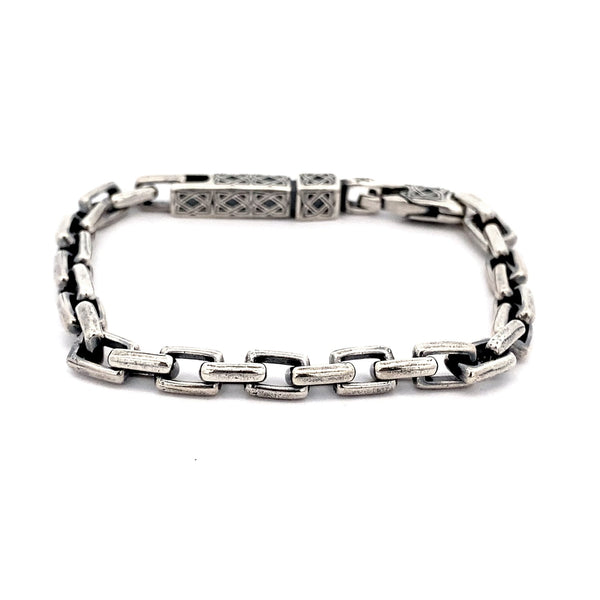 8.5" Oxidized Silver Light Link Bar Bracelet