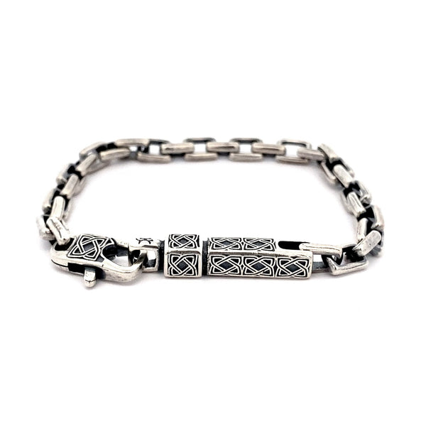 8.5" Oxidized Silver Light Link Bar Bracelet