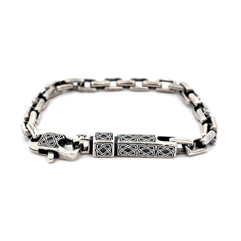 8.5" Oxidized Silver Light Link Bar Bracelet