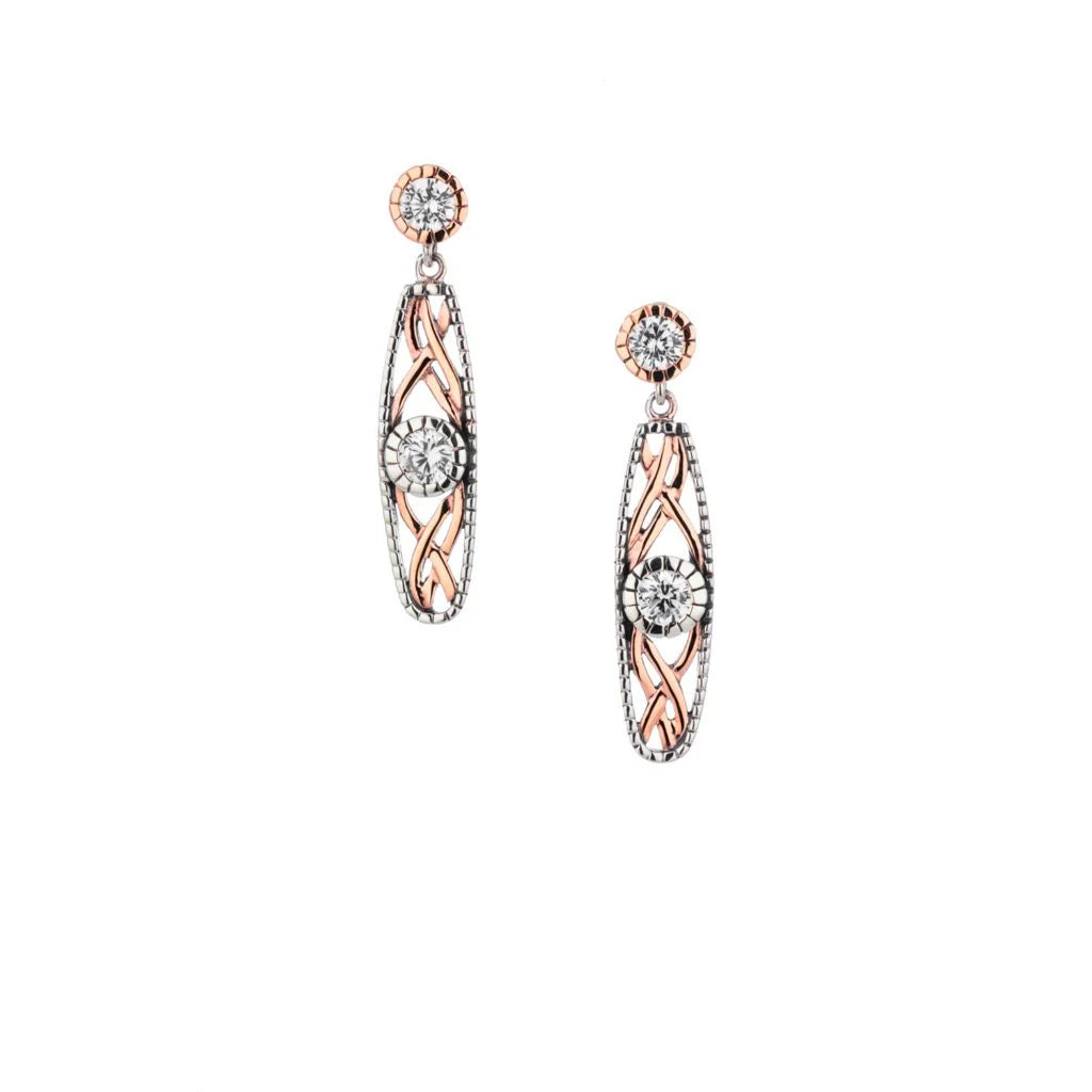 Sterling & 10K Rose Gold Brave Heart Stud Dangle Earrings