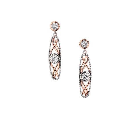 Sterling & 10K Rose Gold Brave Heart Stud Dangle Earrings