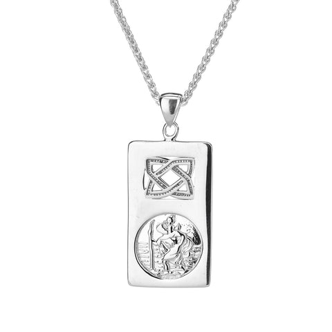 Sterling Silver St. Christopher Rectangle Pendant