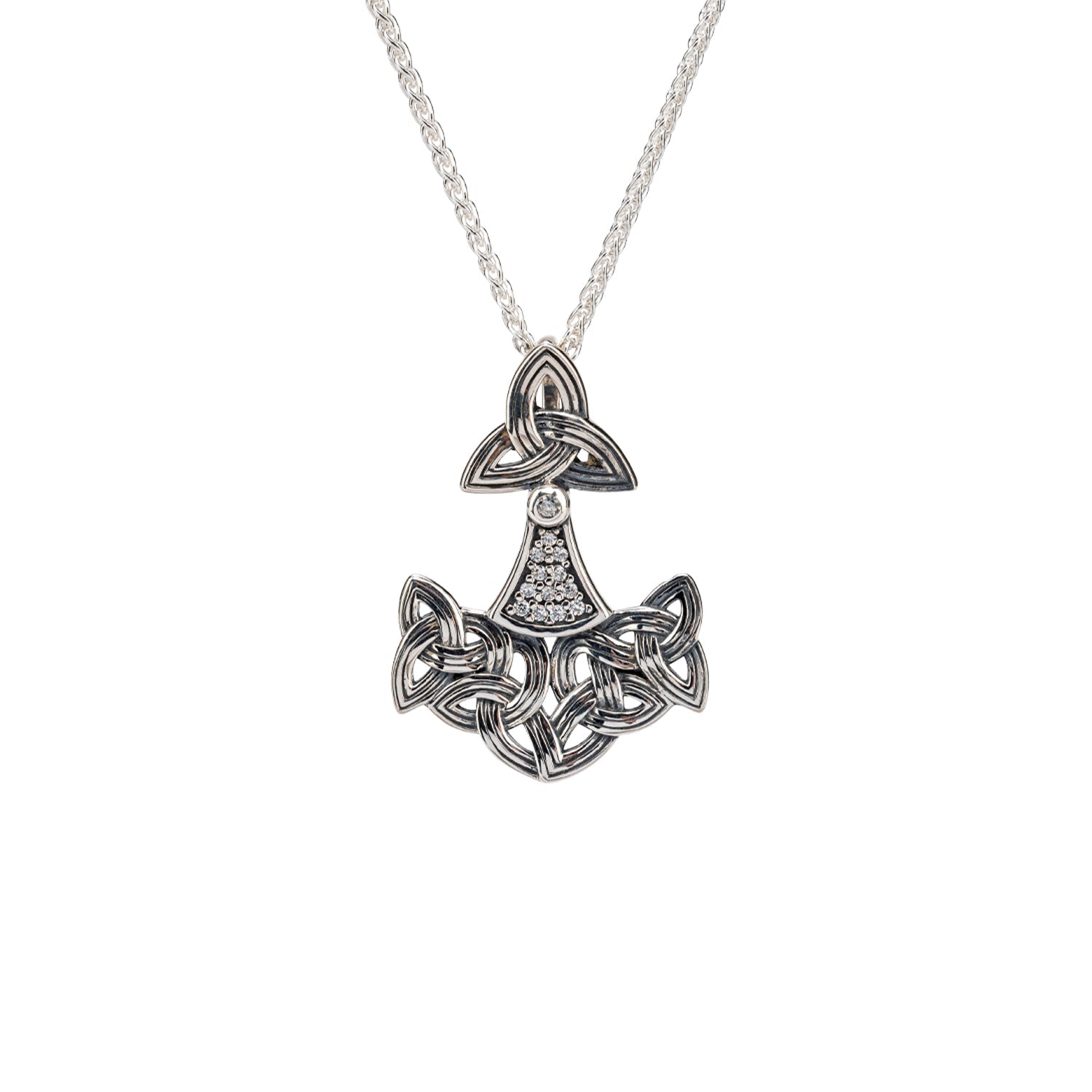 Sterling Silver CZ Thor's Hammer Pendant