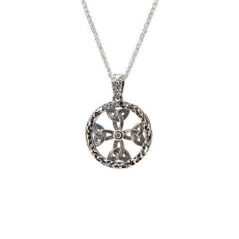 Sterling & Yellow Gold with CZ Celtic Cross
