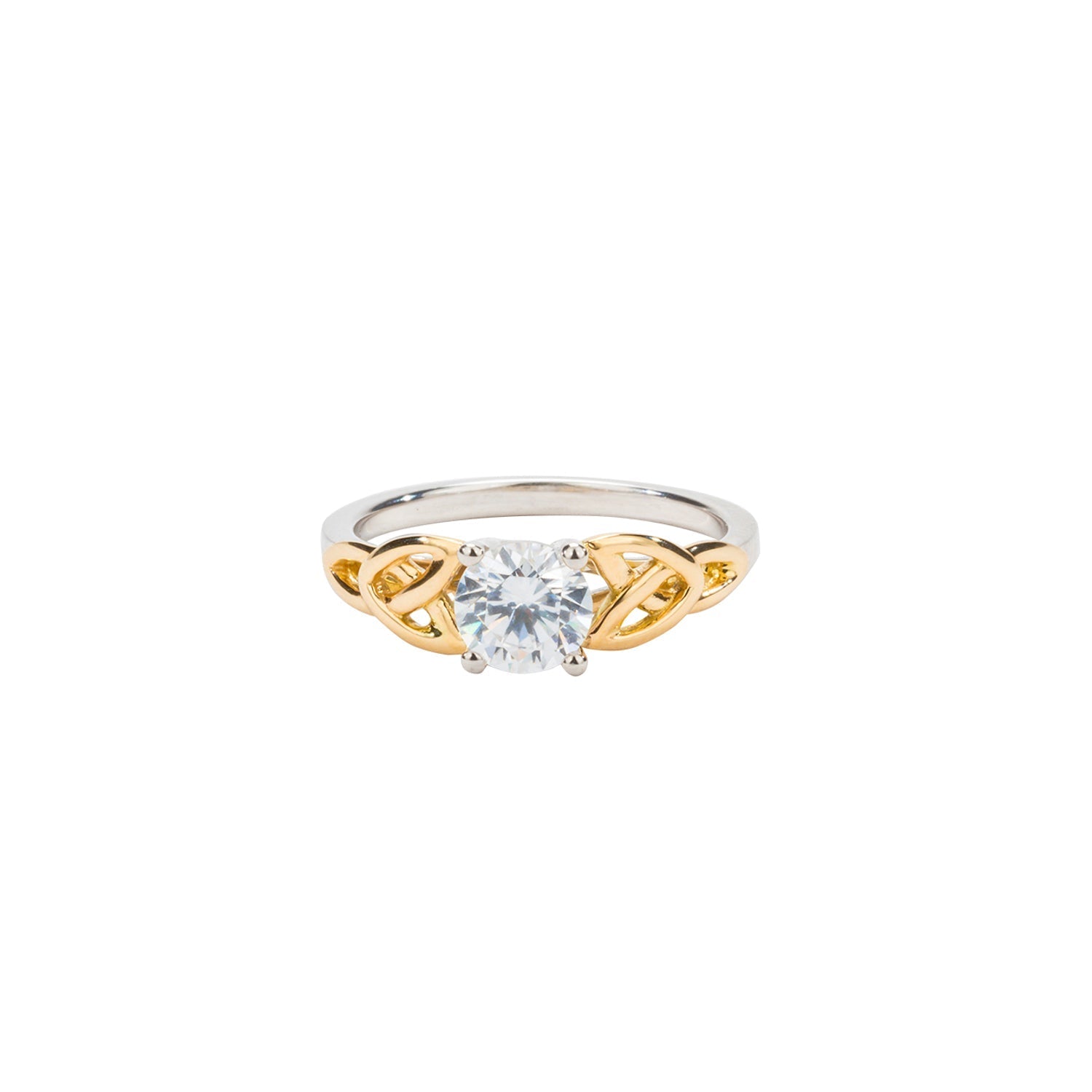 Silver & Yellow Gold 1CT. Moissanite Trinity Ring