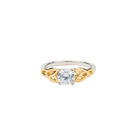 Silver & Yellow Gold 1CT. Moissanite Trinity Ring