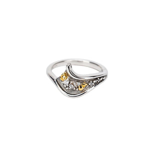 Silver & 10KYG Rocks 'n Rivers CZ Ring