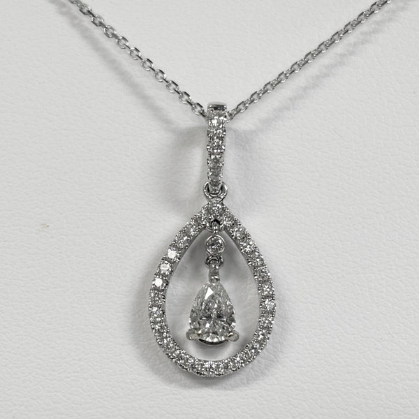 18" 1/2TW 14K Pear-Cut Diamond Fashion Pendant