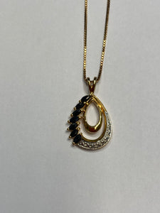 Sterling Silver/Gold-Plated Sapphire & Melee Diamond Pendant