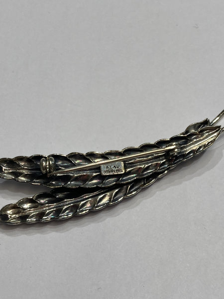 Sterling Silver Beau Double Feather Brooch/Pin