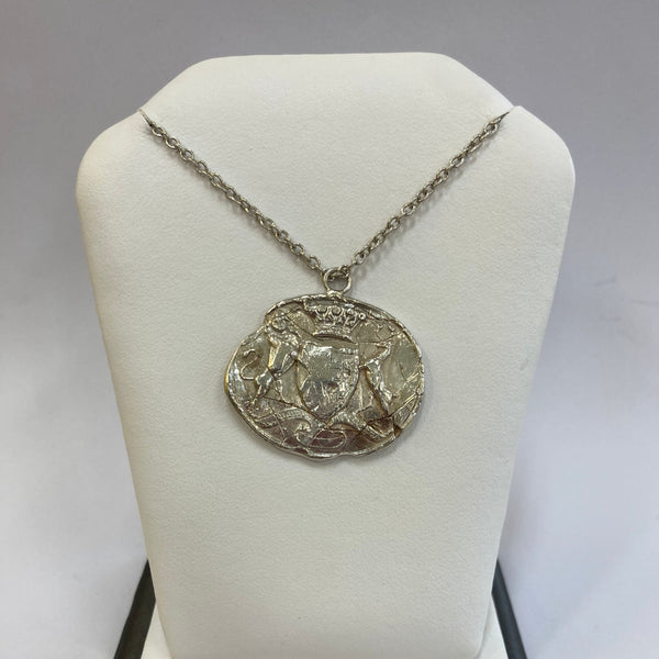 Sterling Silver Pyrrha Lion & Stag Crest Pendant with Chain
