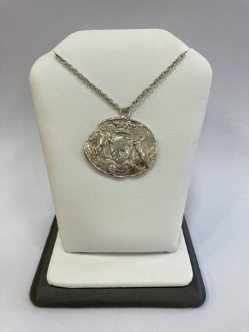 Sterling Silver Pyrrha Lion & Stag Crest Pendant with Chain