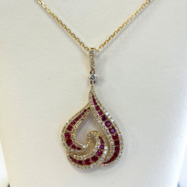 14k Ruby & Diamond Fashion Pendant Necklace