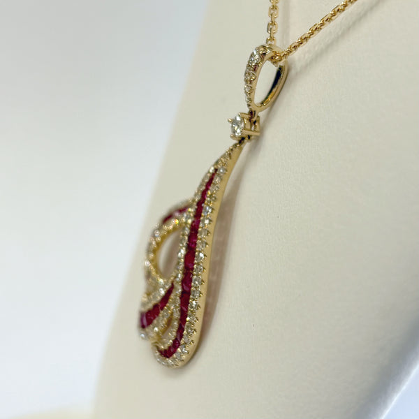 14k Ruby & Diamond Fashion Pendant Necklace